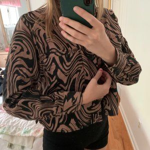 Stradivarius Black Tan Swirl Print Jacket